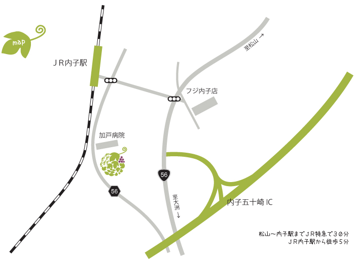 竹内巨峰園近隣の簡易地図画像です。